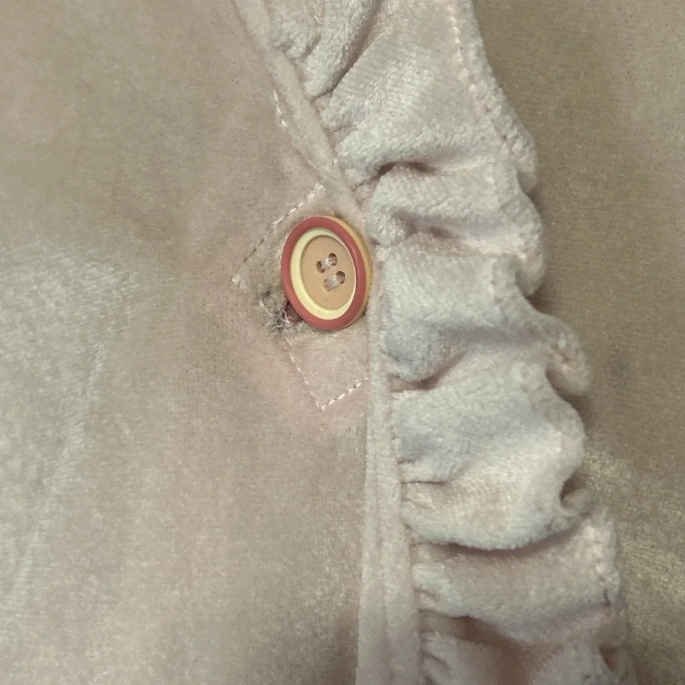 Vintage 70-80's JC Penney Pink Velour Long House‎ Robe Ruffle Victorian Granny M